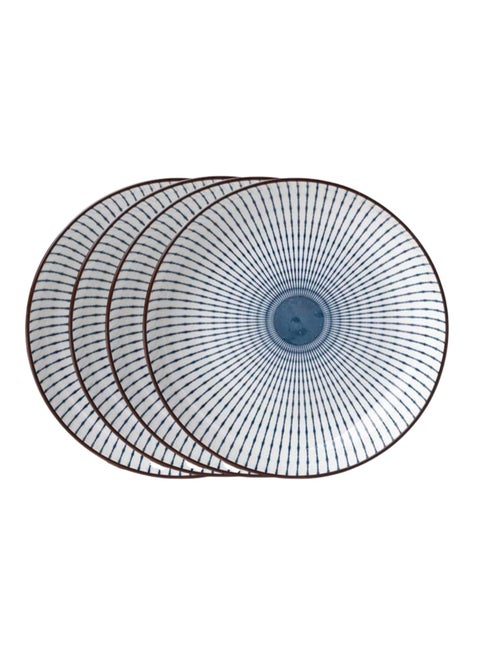 RedLeaf 8" Ceramic Dinner Plates - Set of 4 for Round Dessert or Salad Plate, Dinnerware Sets, Microwave, Oven, and Dishwasher Safe (Spring Sun)