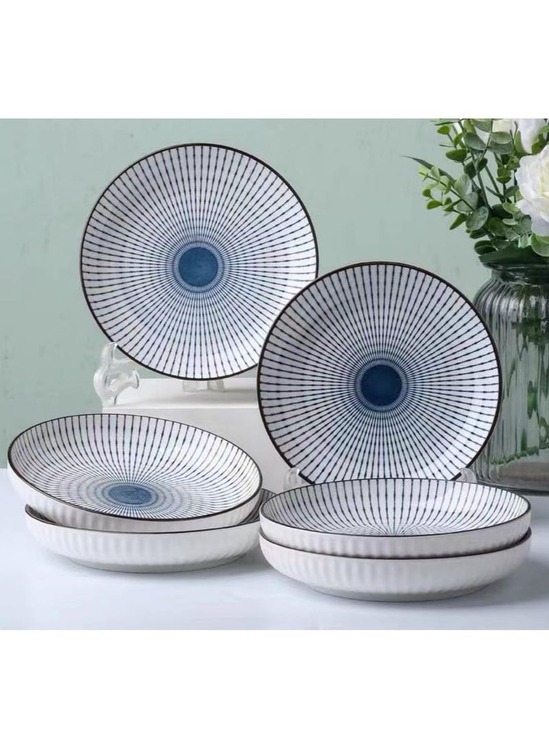 ريد ليف أطباق عشاء سيراميك من RedLeaf مقاس 8 بوصات - مجموعة من 4 أطباق دائرية للحلوى أو السلطة، أطقم أدوات العشاء، آمنة للاستخدام في الميكروويف والفرن وغسالة الأطباق (Spring Sun) - Image 4