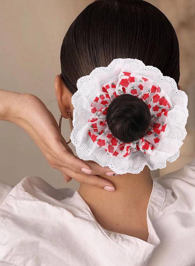 Take Two Pack of 4 - Floral Lace Hair Ties - Image 2