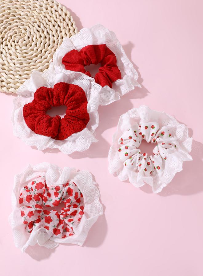Take Two Pack of 4 - Floral Lace Hair Ties - Image 4