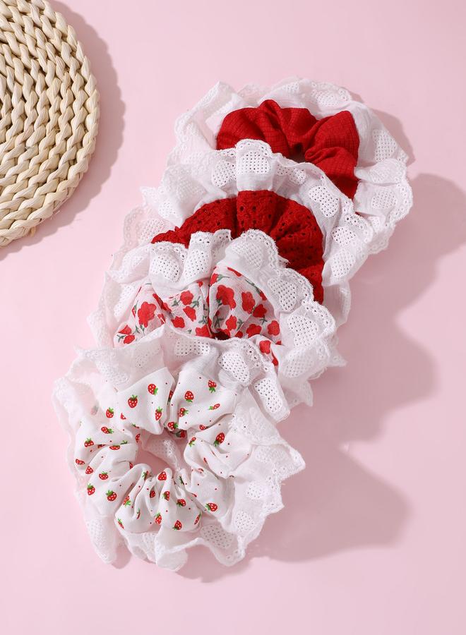 Take Two Pack of 4 - Floral Lace Hair Ties - Image 1