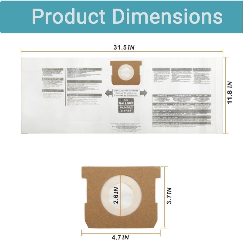 Shop Vac Replacement Bags 5-8 Gallon Pack Of 8 - High Efficiency Filtration Disposable Vacuum Bags For Shop Vac Type E H VF2004 VHBS VDBS Models, Hygienic Dust Disposal - Image 5