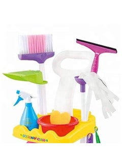 Generic Big Size Cleaning Mop Trolley 29 Pcs Housekeeping Set Toys - Little Helper Cleaning Trolley Cart with Many Cleaning Kit Accessories  - Image 4