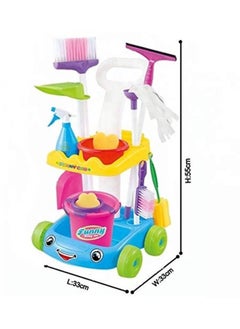 Generic Big Size Cleaning Mop Trolley 29 Pcs Housekeeping Set Toys - Little Helper Cleaning Trolley Cart with Many Cleaning Kit Accessories  - Image 2