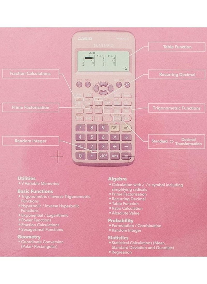 CASIO - Casio FX-83GTX Scientific Calculator, Pink - Image 1
