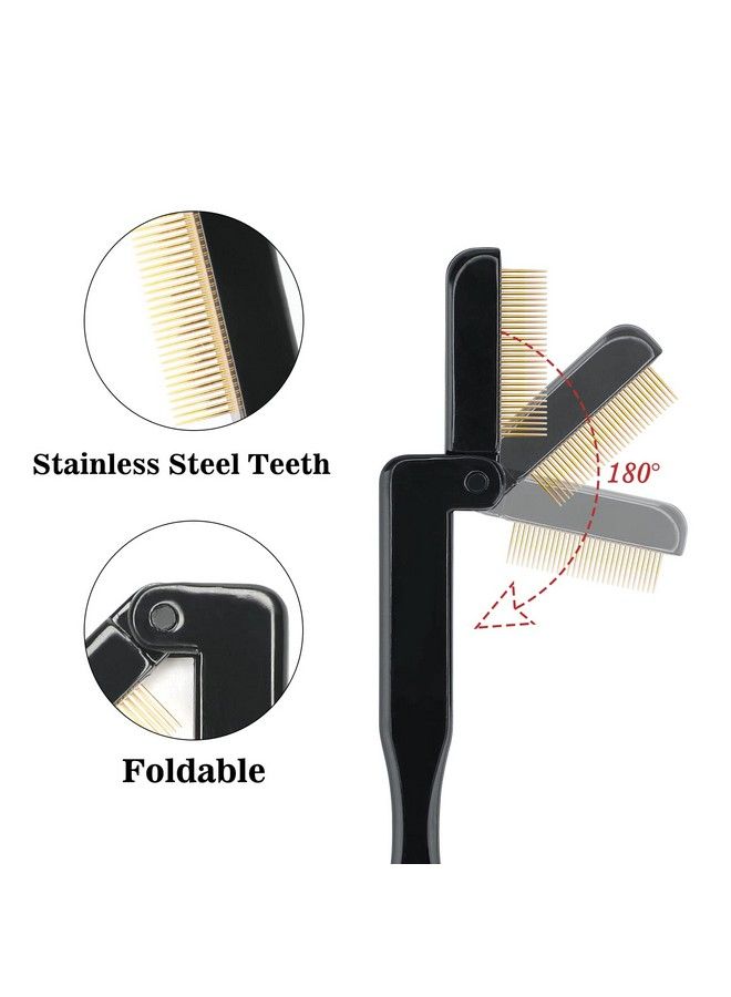 g2plus 2Pcs Folding Eyelash Combeyebrow Comb Metal Teeth Professional Tool For Define Lash & Brow (Black) - Image 4