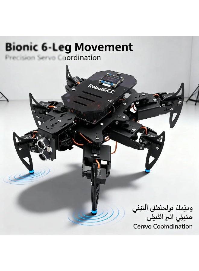 robotgcc Ultimate Hexapod Spider Robot Kit Metal Body, Arduino Compatible Programming Platform, WiFi & IR Remote Control, OLED Display, Python & APP Support, Bionic Six-Legged STEM Robotics Education System (Controller Board Not Included) - Image 5