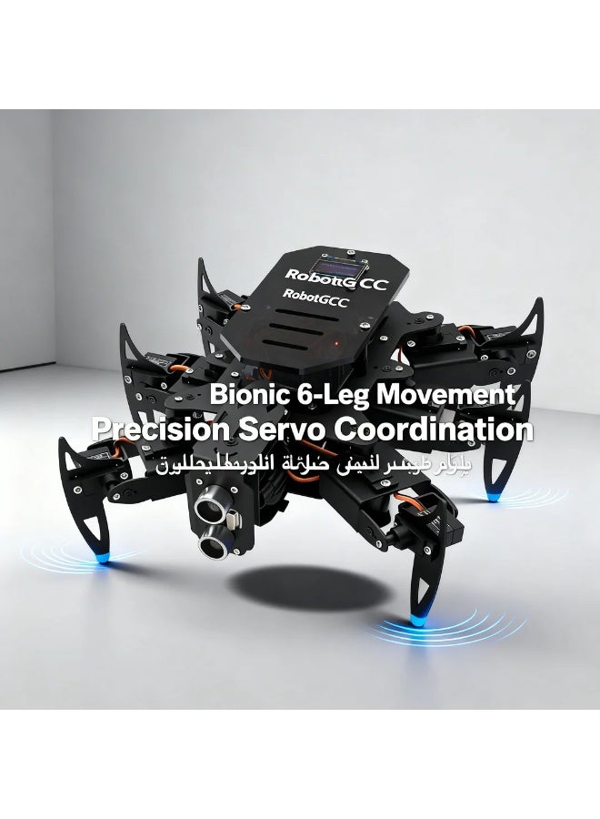 robotgcc Ultimate Hexapod Spider Robot Kit Metal Body, Arduino Compatible Programming Platform, WiFi & IR Remote Control, OLED Display, Python & APP Support, Bionic Six-Legged STEM Robotics Education System (Controller Board Not Included) - Image 3