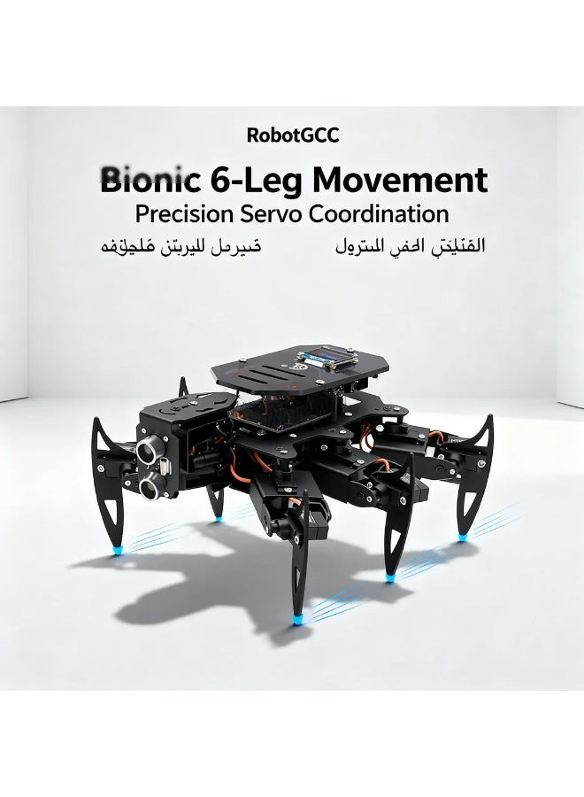 robotgcc Ultimate Hexapod Spider Robot Kit Metal Body, Arduino Compatible Programming Platform, WiFi & IR Remote Control, OLED Display, Python & APP Support, Bionic Six-Legged STEM Robotics Education System (Controller Board Not Included) - Image 4