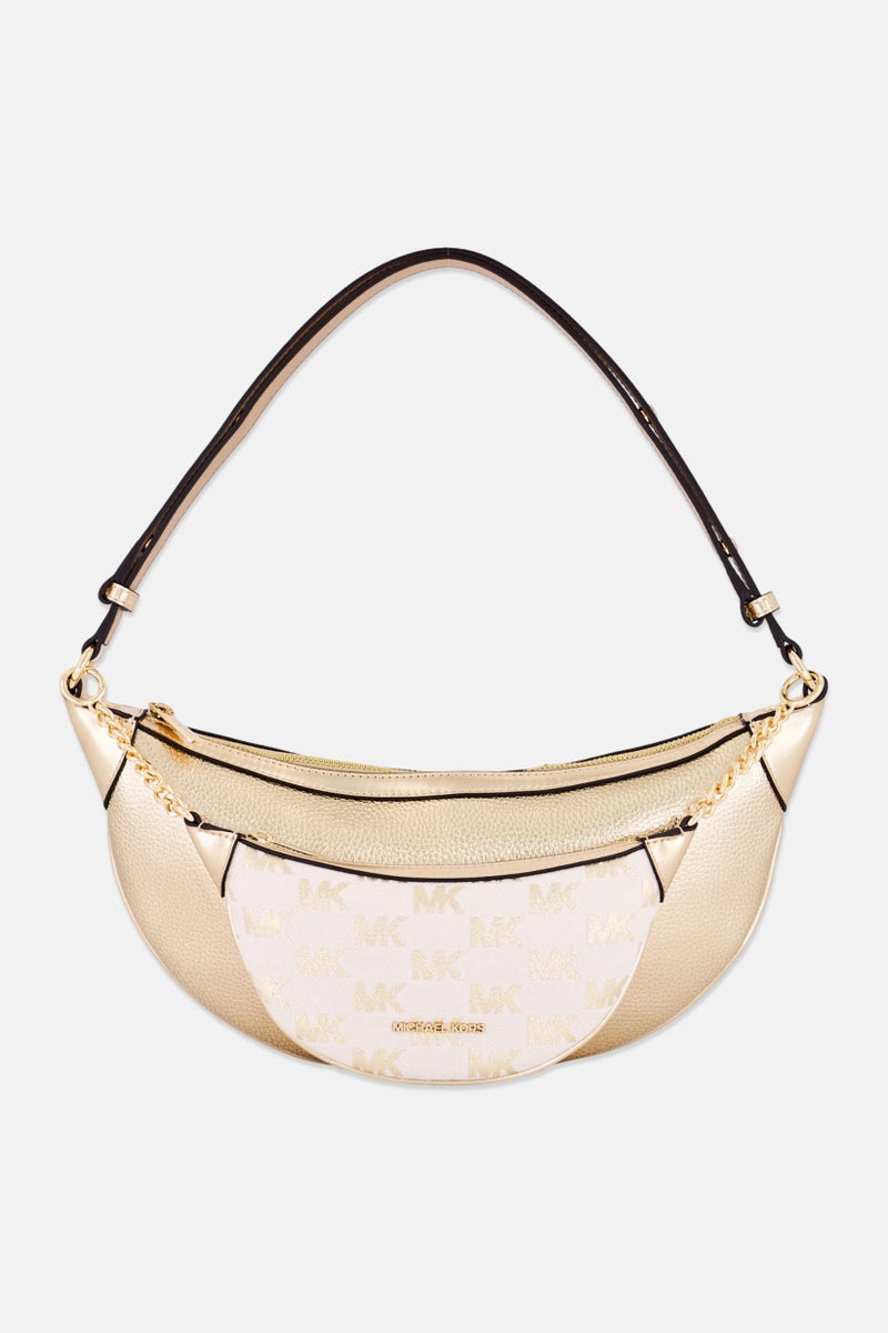 Michael Kors Women 2 In 1 Brand Logo Shoulder Bag, Gold - Image 1