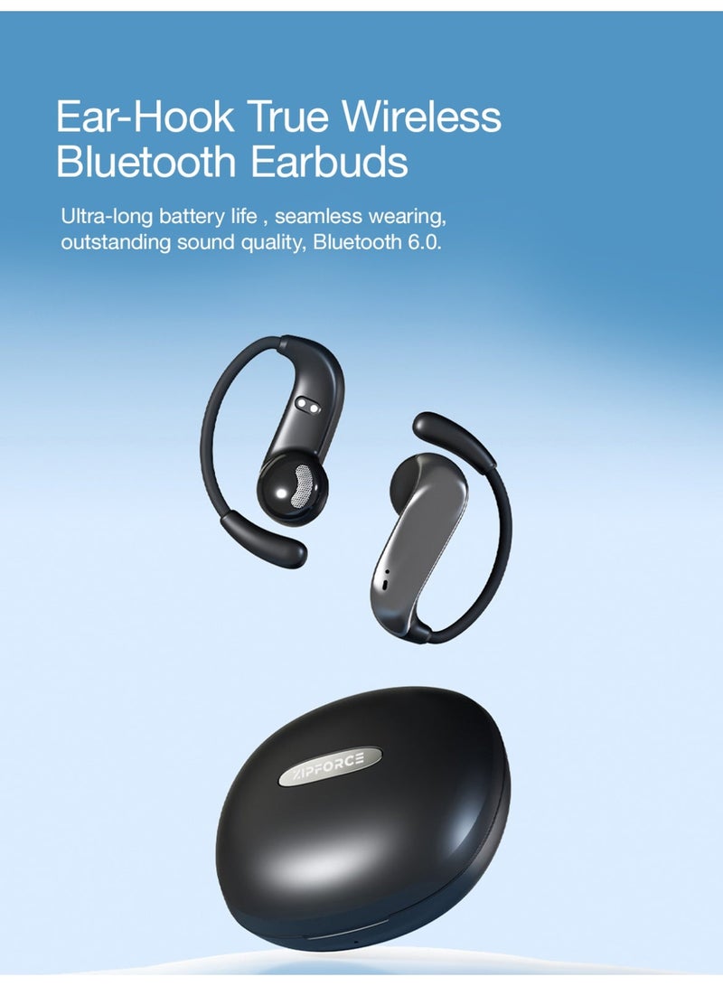 ZIPFORCE N73 True Wireless Earbuds,Bluetooth 6.0, Ear-Hook Open Ear ,Touch Control,TWS Light-Weight Bluetooth Earbuds for Daily & Sports，Black - Image 3