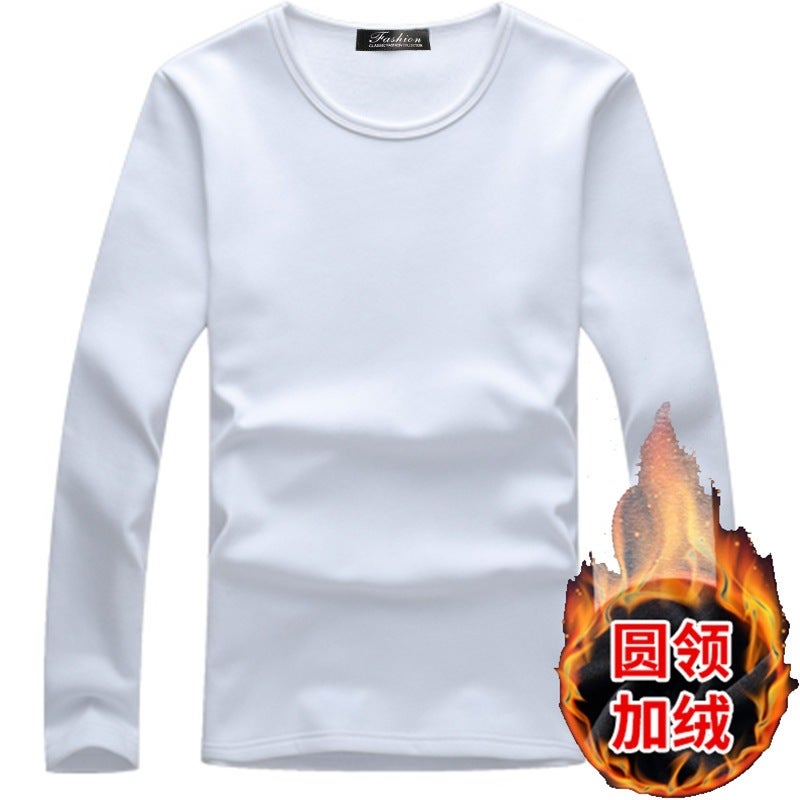 2024 autumn and winter men's thermal underwear thickened fleece-lined casual long-sleeved T-shirt men's round neck bottoming shirt factory direct sales - Image 5