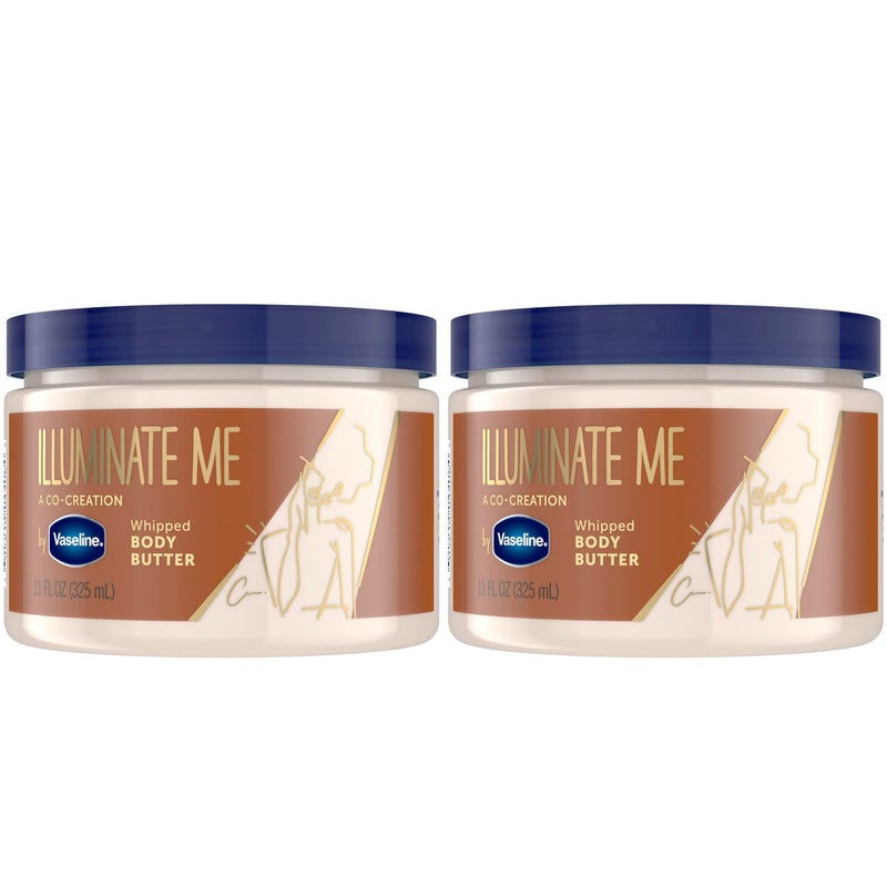 Vaseline Illuminate Me Whipped Body Butter 2-Pack â€“ Lightweight Moisturizer for Luminous, Glowing Skin, 11 Oz Ea - Image 1
