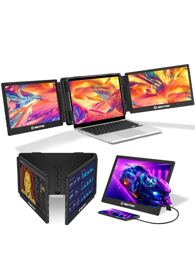 Maxfree S2 Triple Monitor for Laptop, 14'' Laptop Monitor Extender Plug & Play, 1080P HD Portable Laptop Screen Extender for 13-17'' Laptops, Compatible with Windows/Mac/Surface/Android/Switct  - Image 4