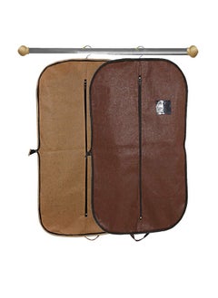 Kuber Industries Kuber Industries Blazer/Suit Cover|Easily Foldable & Non Woven Fabric|Bag with Zipper Closure|Embossed Design, Size 94 x 61 x 1 CM, Pack of 2(Brown & Golden)  - Image 1