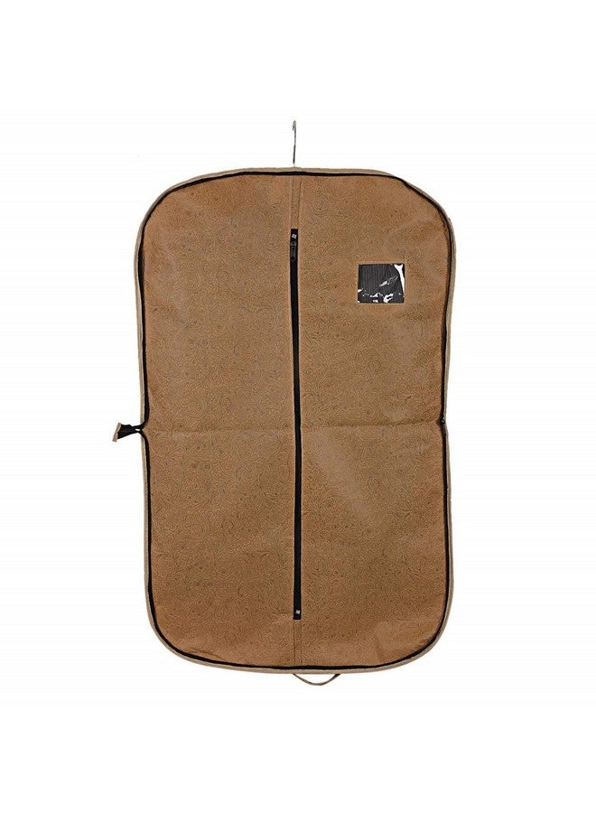 Kuber Industries Blazer/Suit Cover|Easily Foldable & Non Woven Fabric|Bag with Zipper Closure|Embossed Design, Size 94 x 61 x 1 CM, Pack of 2(Brown & Golden) - Image 5