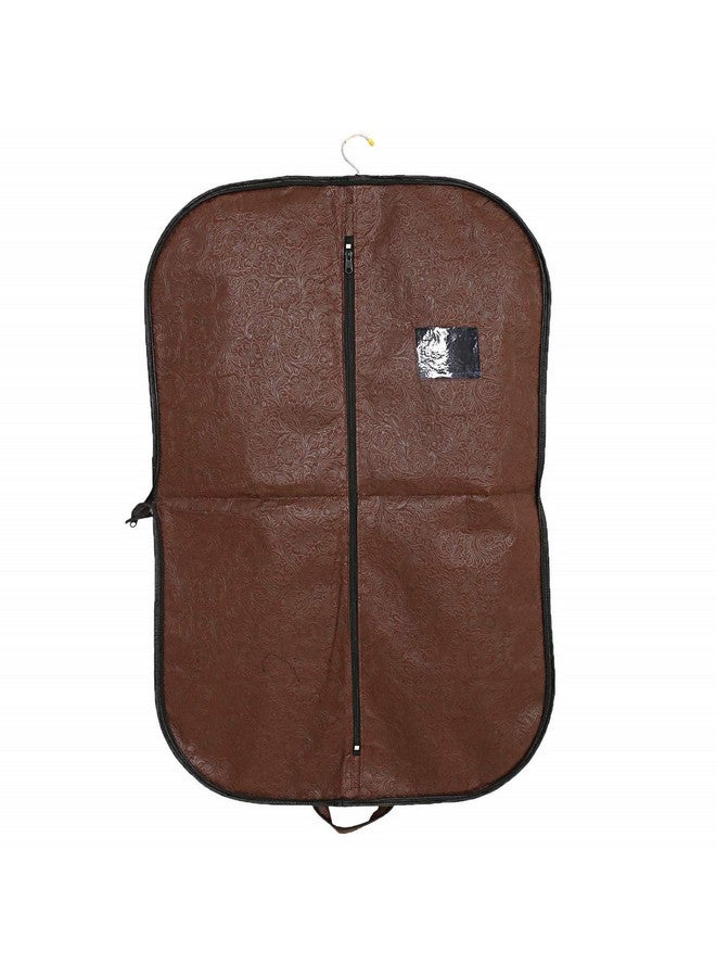 Kuber Industries Blazer/Suit Cover|Easily Foldable & Non Woven Fabric|Bag with Zipper Closure|Embossed Design, Size 94 x 61 x 1 CM, Pack of 2(Brown & Golden) - Image 3