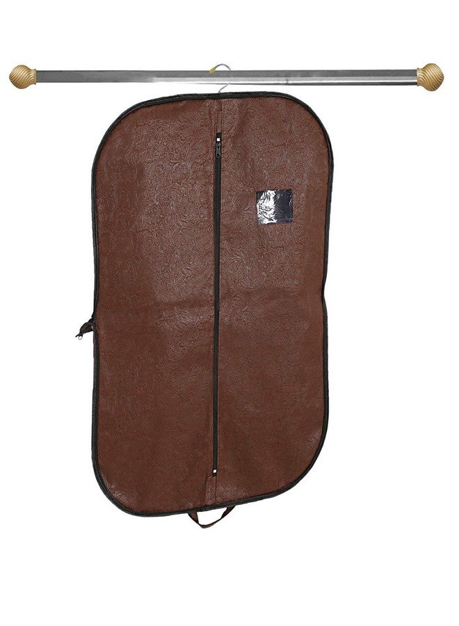 Kuber Industries Blazer/Suit Cover|Easily Foldable & Non Woven Fabric|Bag with Zipper Closure|Embossed Design, Size 94 x 61 x 1 CM, Pack of 2(Brown & Golden) - Image 2