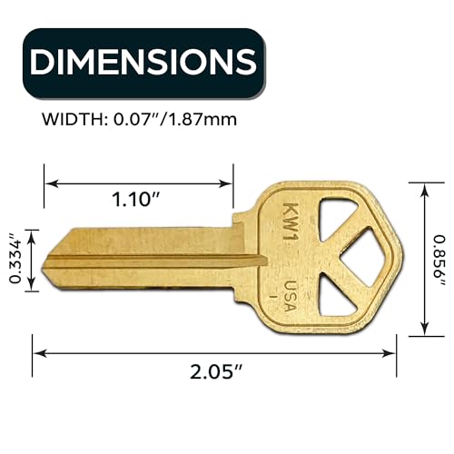 SUMMIT DOORWARE Kwikset Key Blanks in Premium Brass Quality | KW1 Uncut Blank Keys for Home and Professional Use | Pack of 10 Keys - Image 3
