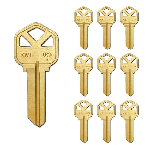 SUMMIT DOORWARE Kwikset Key Blanks in Premium Brass Quality | KW1 Uncut Blank Keys for Home and Professional Use | Pack of 10 Keys - Image 1