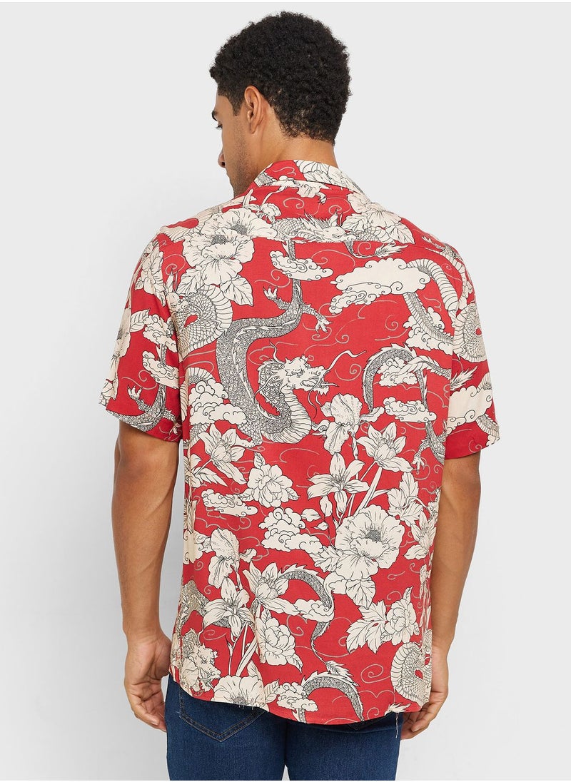 Mango Man - Floral Print Relaxed Fit Shirt - Image 1