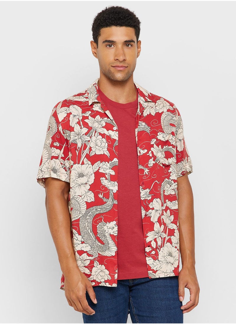 Mango Man - Floral Print Relaxed Fit Shirt - Image 1