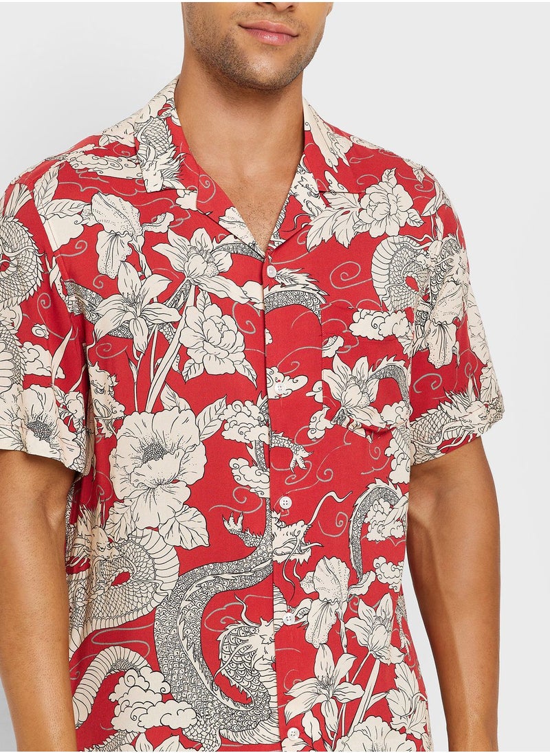 Mango Man - Floral Print Relaxed Fit Shirt - Image 1