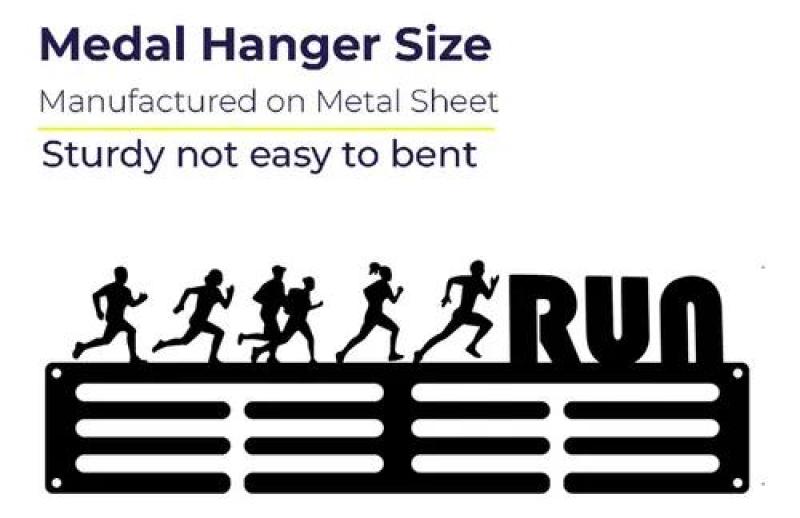 Medal Display Rack Wall Mounted Holder - 3 Row Trophy Organizer for Sports Awards Black Metal Shelf Bracket - Image 4