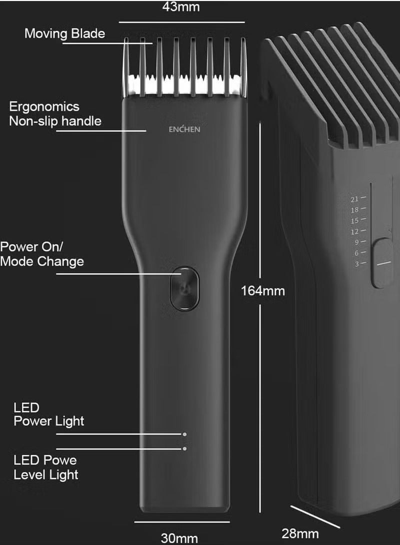 إنشن ماكينة قص الشعر اللاسلكية، ماكينة تشذيب شعر الكل في واحد للرجال، طول قص الشعر من 0.7 مم إلى 21 مم، سرعتان، شحن سريع عبر USB، مع زيت، مجموعة تشذيب اللحية الكهربائية الاحترافية للرجال وحلاقي الأطفال - Image 4