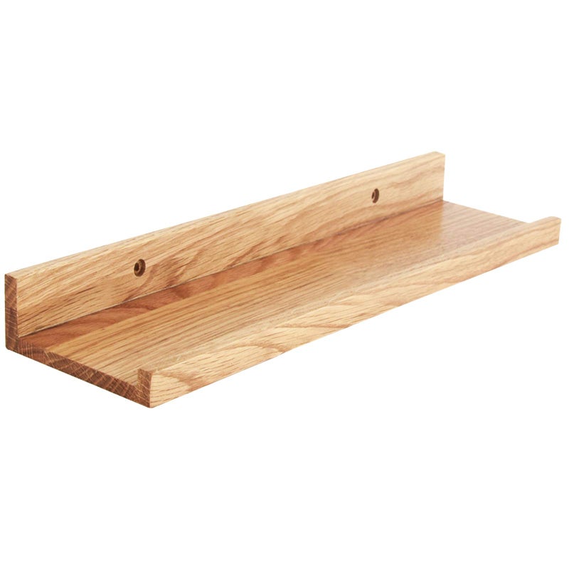 IBUYKE Solid Oak Timber Floating Shelf Wall Creative Ushaped Shelf Display Racks for Living Room Office Bedroom Bathroom Kitchen Wood color RFGB601