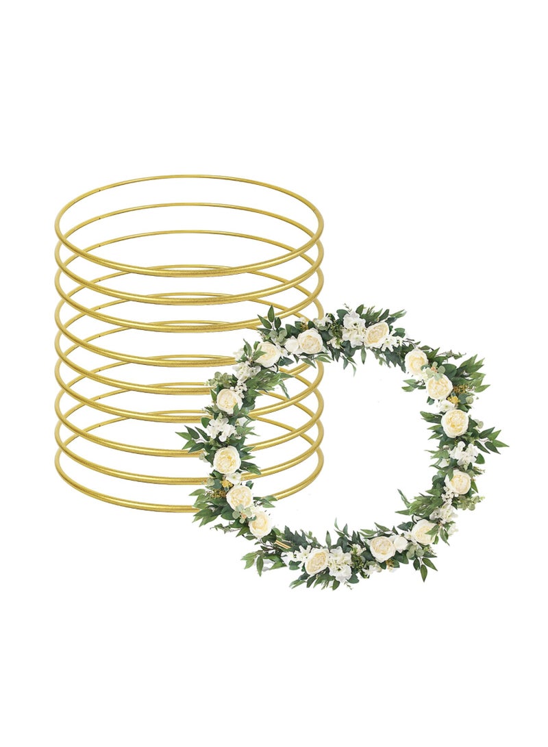 SOLARAE 10-Pack Gold Metal Floral Hoops for Macrame Crafts, Dream Catchers, Wreaths, Wedding Decor, and DIY Wall Hangings - 8 Inch Centerpiece Rings. - Image 1