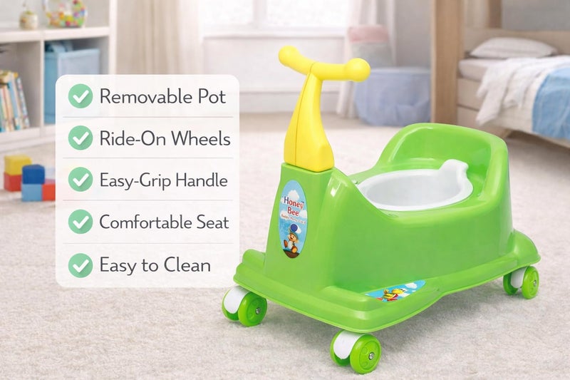 Maanit Scooter Style Baby Potty Seat With Removable Lid Bowl (Green), 1 Unit - Image 5