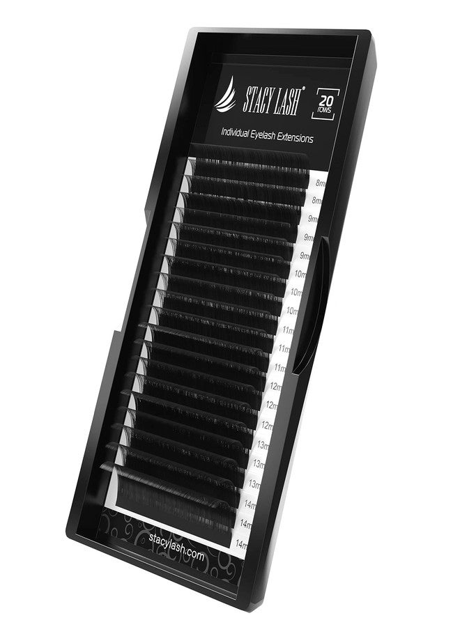 Stacy Lash Eyelash Extensions Thickness 0.07mm Length Mix Tray 8mm-14mm Curl - C 20 Rows Tray Black Semi-Permanent Individual Eyelashes Extensions Lash (8-14mm, 0.07mm - Curl-C) - Image 1