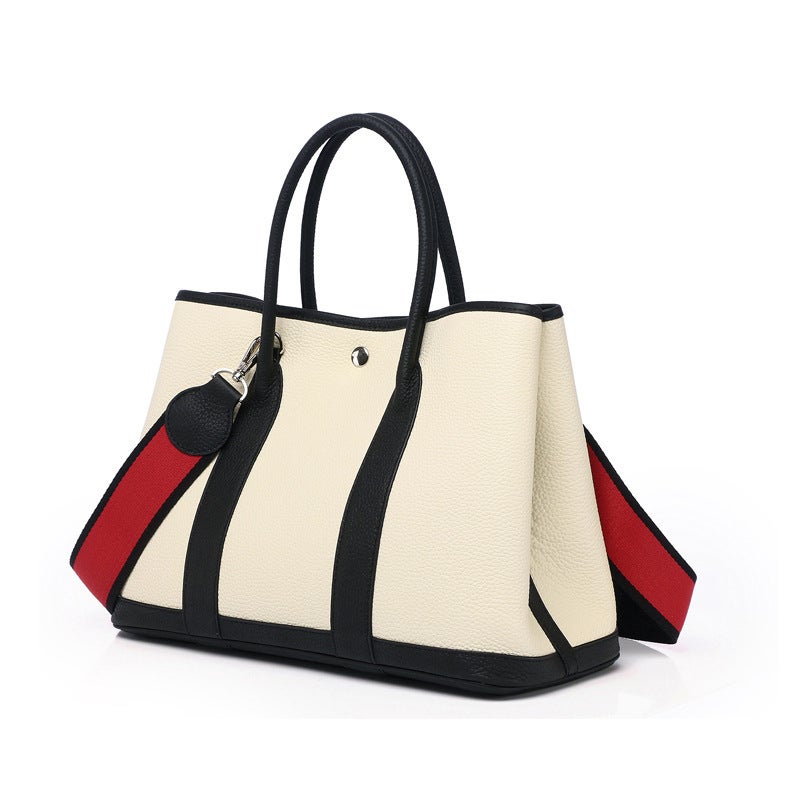 Factory Fashion Leather Women'S Bag Color Matching Garden Bag Portable Shoulder Messenger Bag Top Layer Cowhide Bag-Full Leather - Image 3