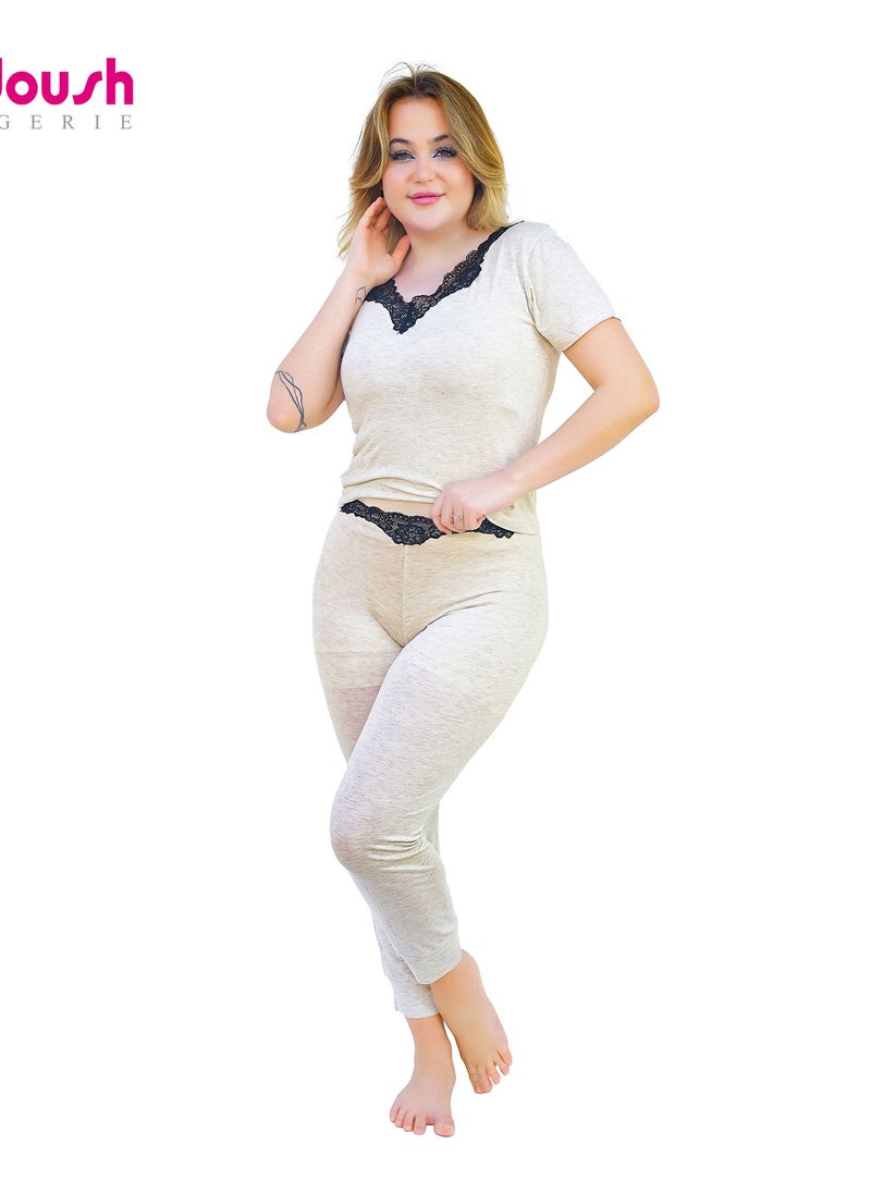 Dadoush - Women's 2-piece summer pajamas, T-shirt and pants, comfortable and moisture-wicking during hot summer days. - Image 1