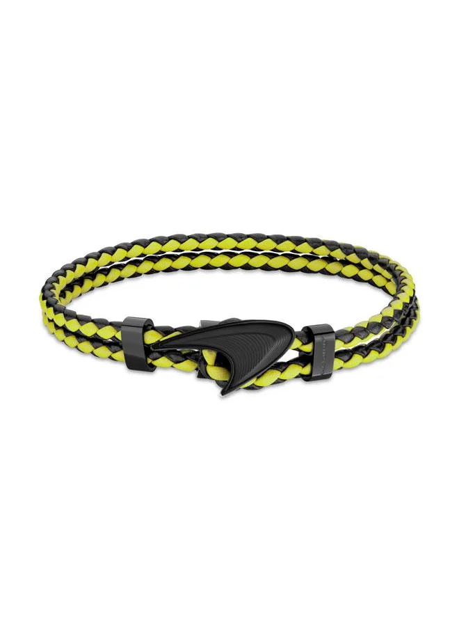 McLaren Afiliet Leather Yellow and Black Bracelet for Men (Small)