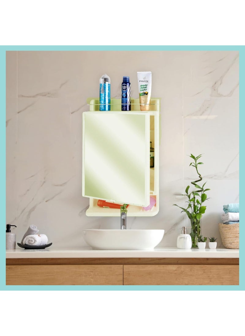BRANCO BRANCO Royal Look Mirror Cabinet Bathroom Mirror Cabinet Makeup Accessories Organizer Strong and Heavy Space Clothes Organizer Corner Cabinet with Mirror Plastic  - Image 2