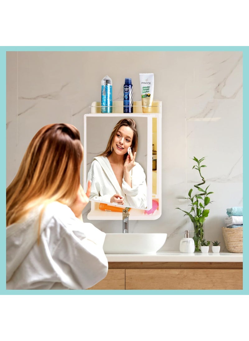 BRANCO BRANCO Royal Look Mirror Cabinet Bathroom Mirror Cabinet Makeup Accessories Organizer Strong and Heavy Space Clothes Organizer Corner Cabinet with Mirror Plastic  - Image 1