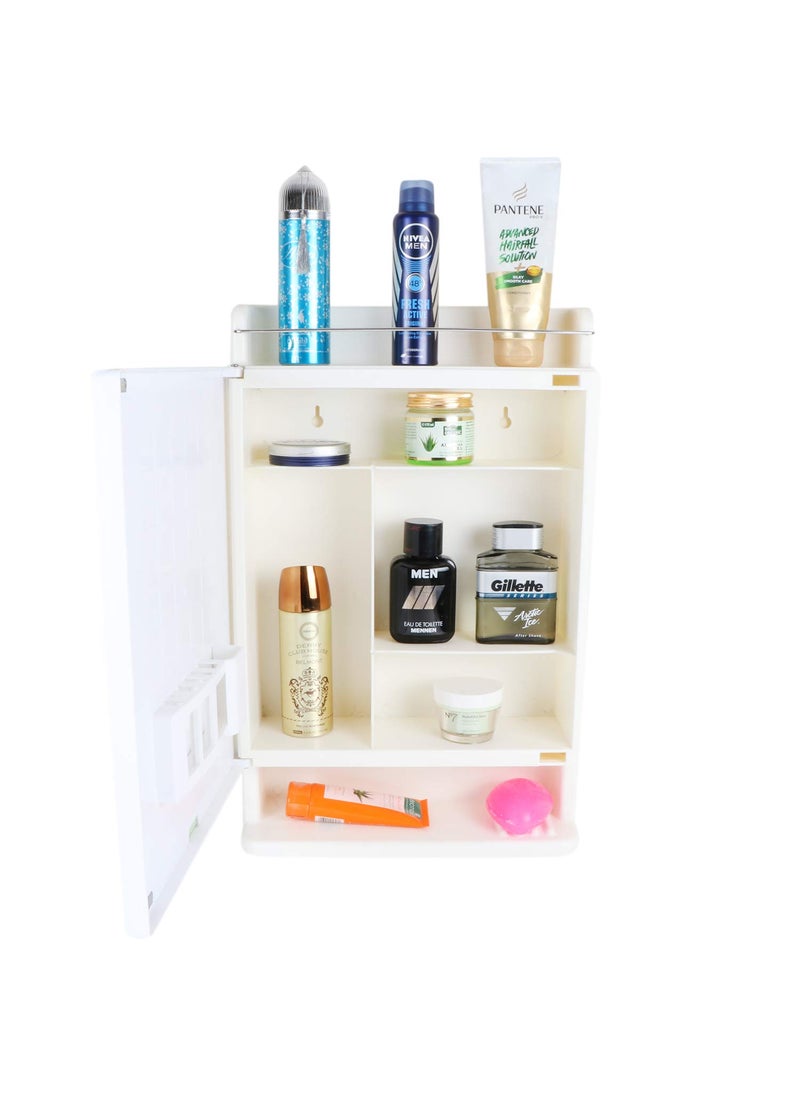 BRANCO BRANCO Royal Look Mirror Cabinet Bathroom Mirror Cabinet Makeup Accessories Organizer Strong and Heavy Space Clothes Organizer Corner Cabinet with Mirror Plastic  - Image 5