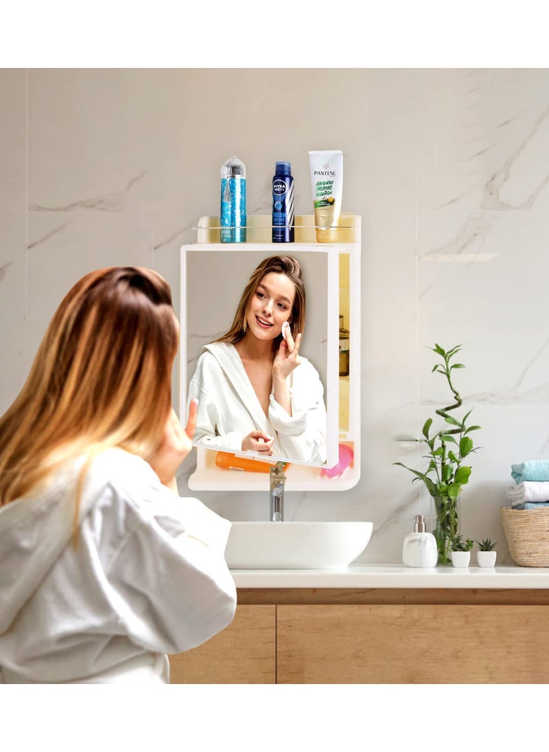BRANCO BRANCO Royal Look Mirror Cabinet Bathroom Mirror Cabinet Makeup Accessories Organizer Strong and Heavy Space Clothes Organizer Corner Cabinet with Mirror Plastic  - Image 3