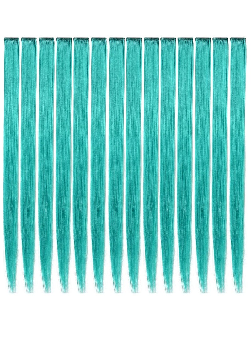 Estelle Fashion Hair Accessories Clip In On Wig Pieces for American Girls and Adults 14PCS Colored Hair Extension Teal - Image 2