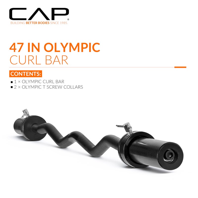 CAP Barbell 47-Inch Olympic Curl Bar - Black | Curl Barbell for Bicep and Tricep Workouts, Strength Training, and Weightlifting - Image 2