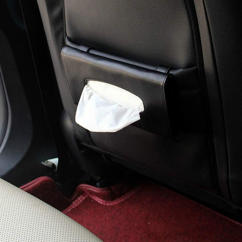 Joyindecor Visor Tissue Box Holder- PU Leather Van Truck Vehicle Car Tissues Case Dispenser for Backseat and Sun Visor, Refill Paper Included (Black) - Image 5