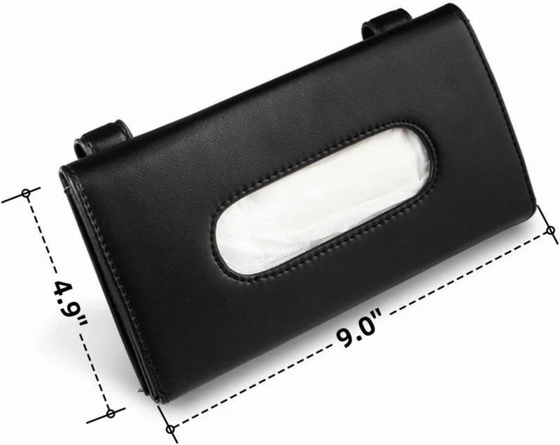 Joyindecor Visor Tissue Box Holder- PU Leather Van Truck Vehicle Car Tissues Case Dispenser for Backseat and Sun Visor, Refill Paper Included (Black) - Image 4