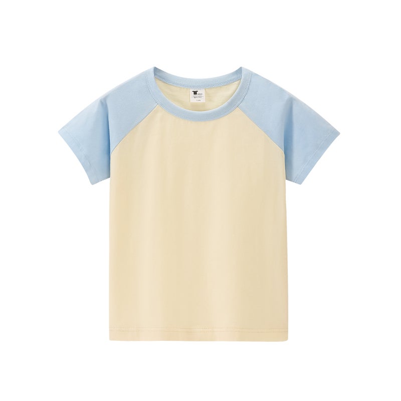 200G Children'S Cotton Raglan Sleeve Color Matching Short Sleeve Parent-Child Custom Printed Logo Pattern Word Group Class Clothes Hip Hop - Image 1
