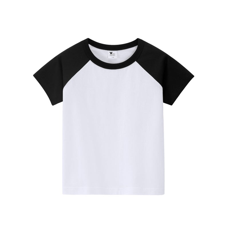 200G Children'S Cotton Raglan Sleeve Color Matching Short Sleeve Parent-Child Custom Printed Logo Pattern Word Group Class Clothes Hip Hop - Image 4