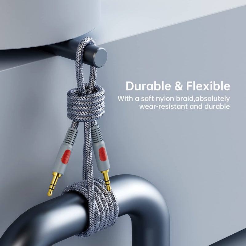 Ruaeoda 3.5mm Aux Audio Cable 30 ft, AUX Cord Braid 3.5mm to 3.5 mm Stereo Audio Cable 1/8 Shielded AUX Headphone Cable Extension Male to Male Outdoor Auxillary Stereo Audio Cable Cord - Image 3