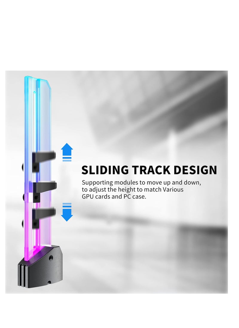 Generic - Video Card Sag Holder bracket, 5V Addressable RGB Graphics Card GPU Brace Support Video Card, Built-in 5V ARGB Strip, Adjustable Length and Height Support, Edge Lit Glass Universal GPU Bracket - Image 1