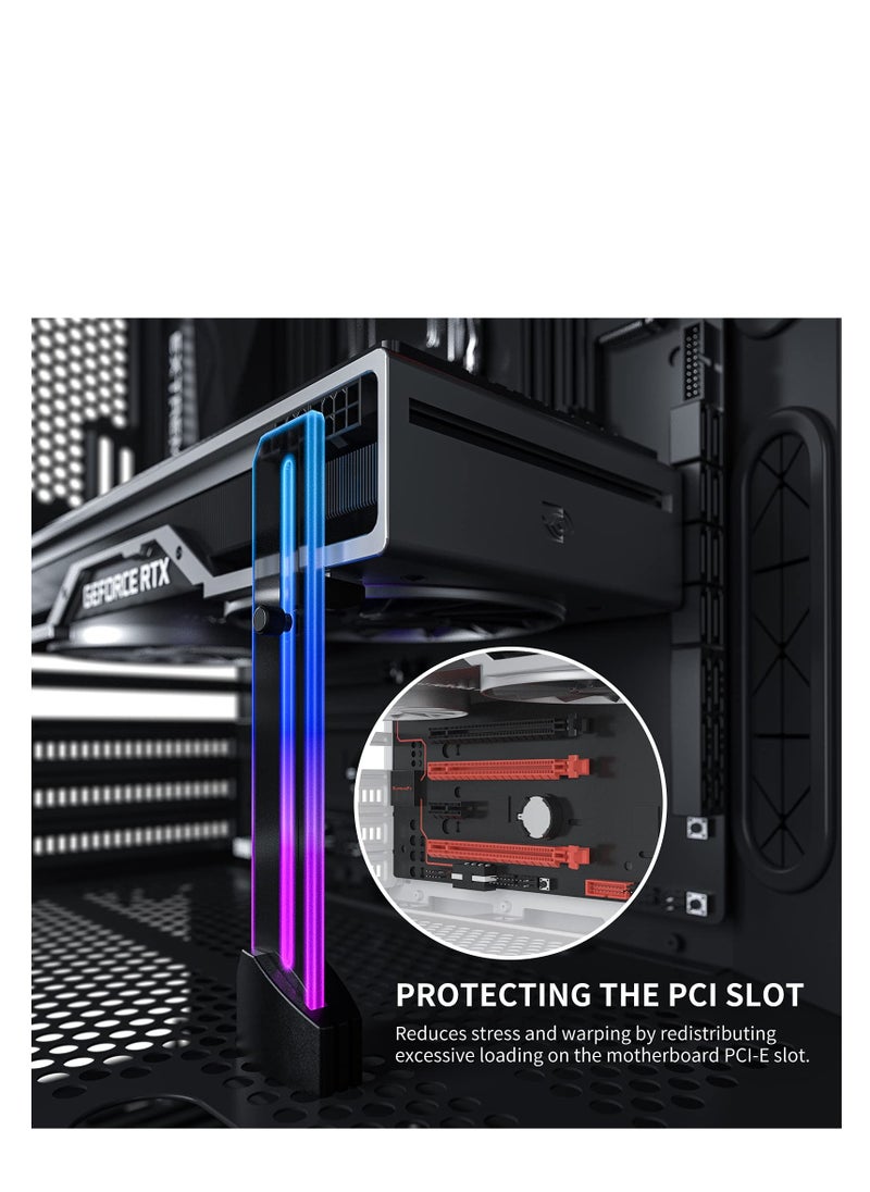Generic - Video Card Sag Holder bracket, 5V Addressable RGB Graphics Card GPU Brace Support Video Card, Built-in 5V ARGB Strip, Adjustable Length and Height Support, Edge Lit Glass Universal GPU Bracket - Image 1