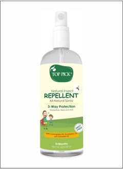 Top Pick Triple Protection Insect Repellent - Lemongrass, Eucalyptus - Citronella For 3+ months 